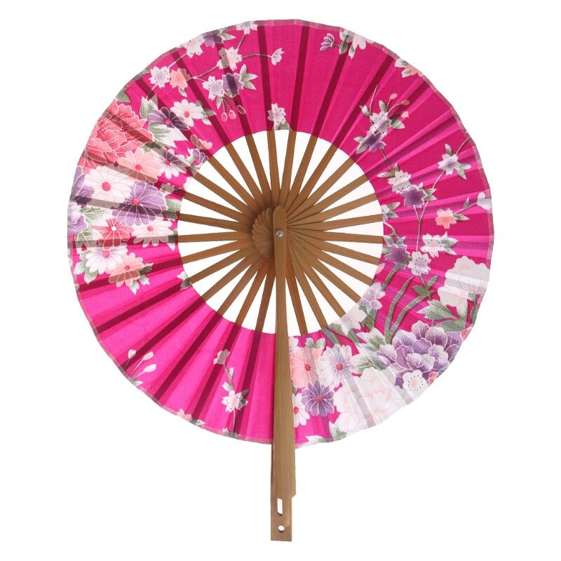 Japanese Flower Pocket Folding Hand Fan Round Circle Party Decor: HP