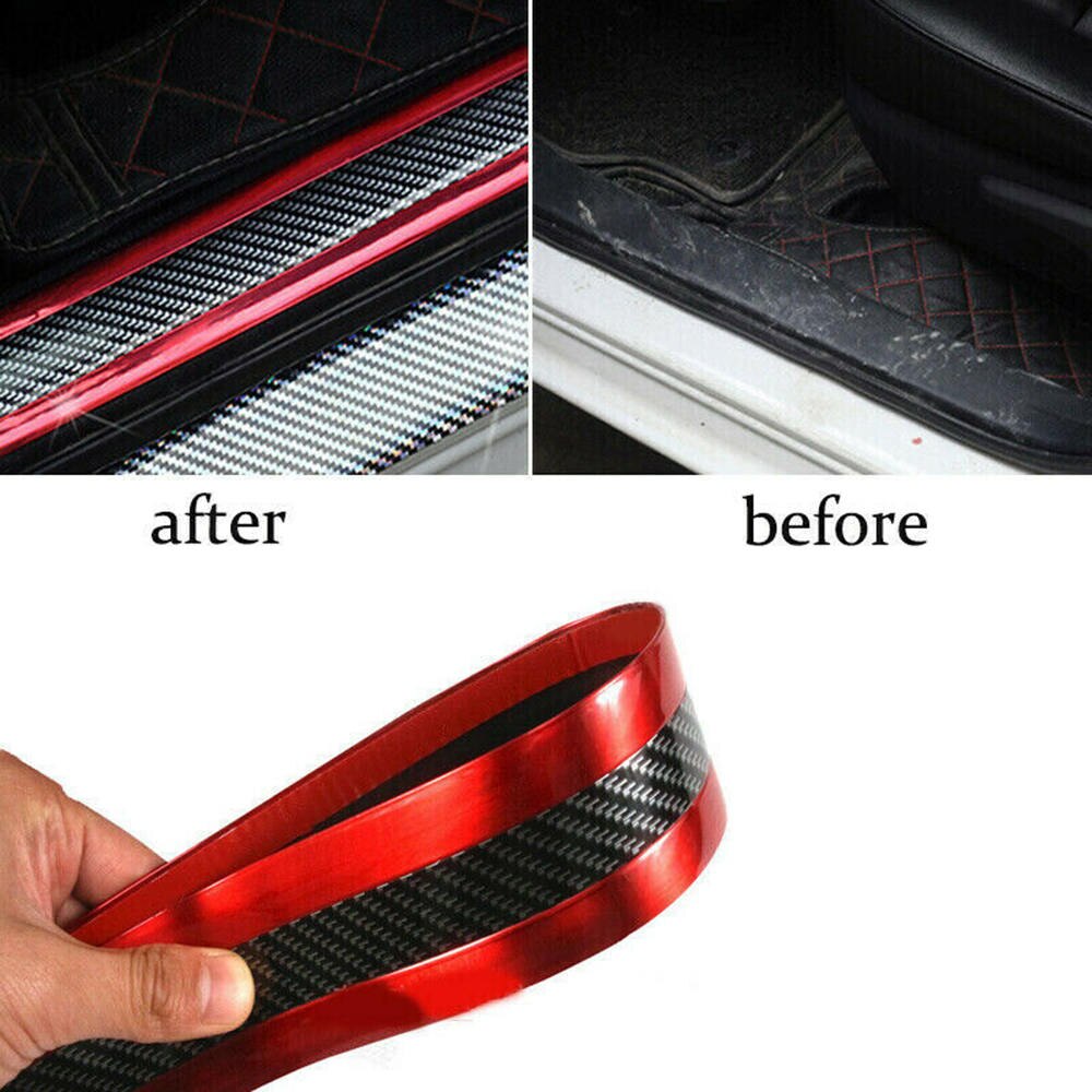 SPEORX RUIYYT Rubber Car Sticker Carbon Fiber Red Rubber Door Sill Protector Edge Guard Strip 5CM*1M Car Door