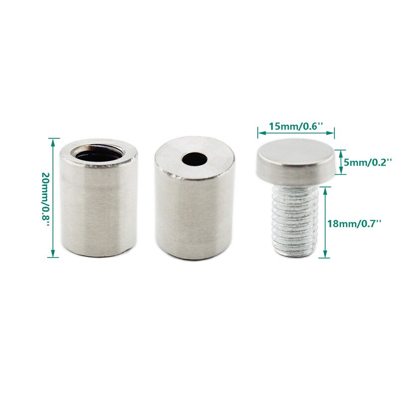 Sign Holders,Stainless Steel Custom Sign Standoff Screws,Wall Mount Standoff Holders Hardware Advertising Glass Acrylic Standoff: 16x25mm 8PCS