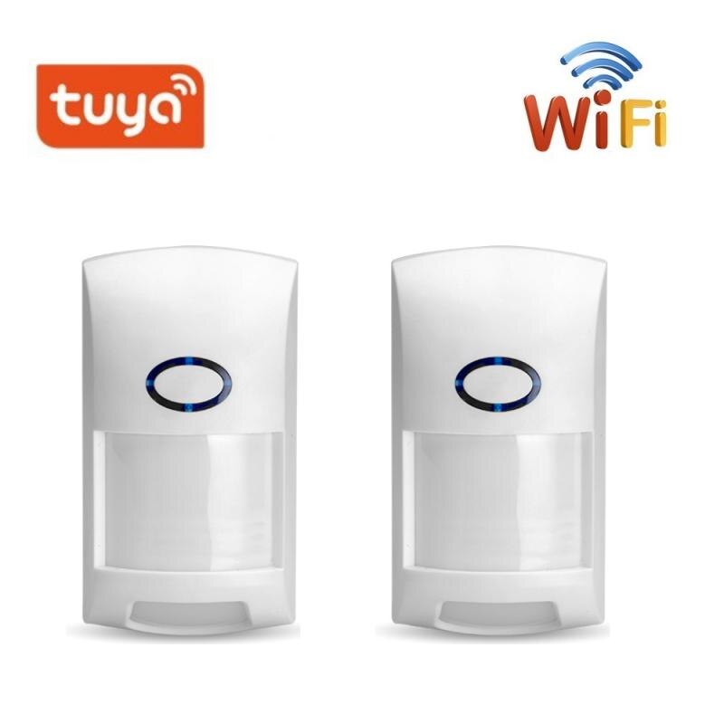 PIR Wireless Infrared Sensor Detector Tuya WiFi PIR Motion Sensor Smart Home Security Alarm System WiFi Infrared Detectors: 2pcs