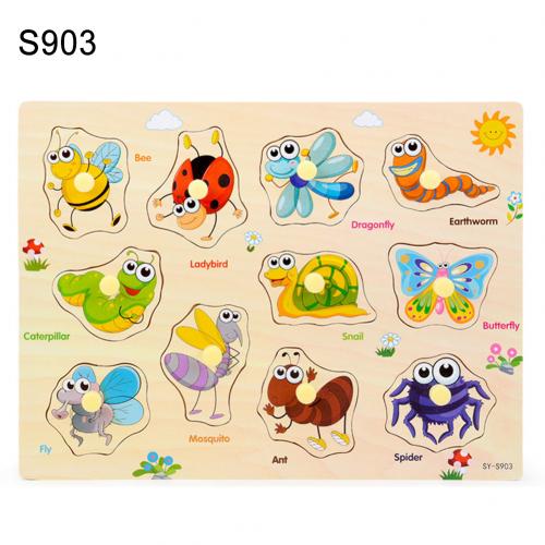 Animal Number Fruit Animal Wooden Puzzle Pairing Board Development Kids Toy Kids Educational Toys for Children: S903