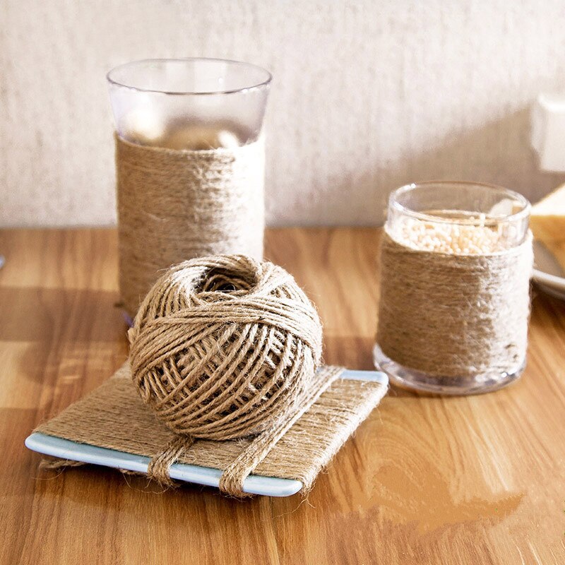 Naturligt jute reb 40m håndlavet tilbehør hamp jute reb til boks snor bryllup tags dekoration wrap decor