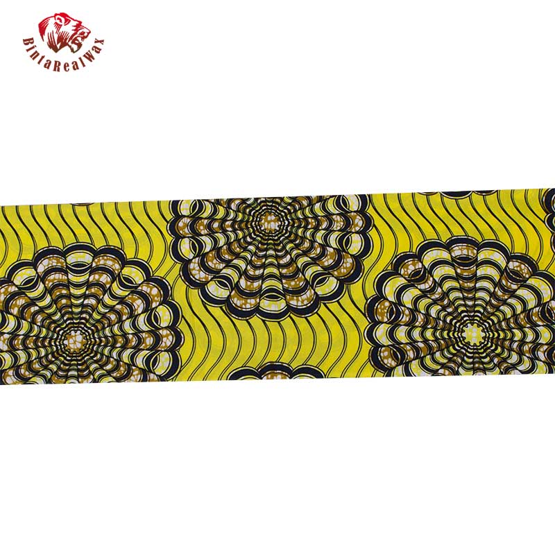 algodón encerado de estilo africano tela círculo flor patrón algodón tela Africana tela Material 6 yardas 24FS1360: Default Title