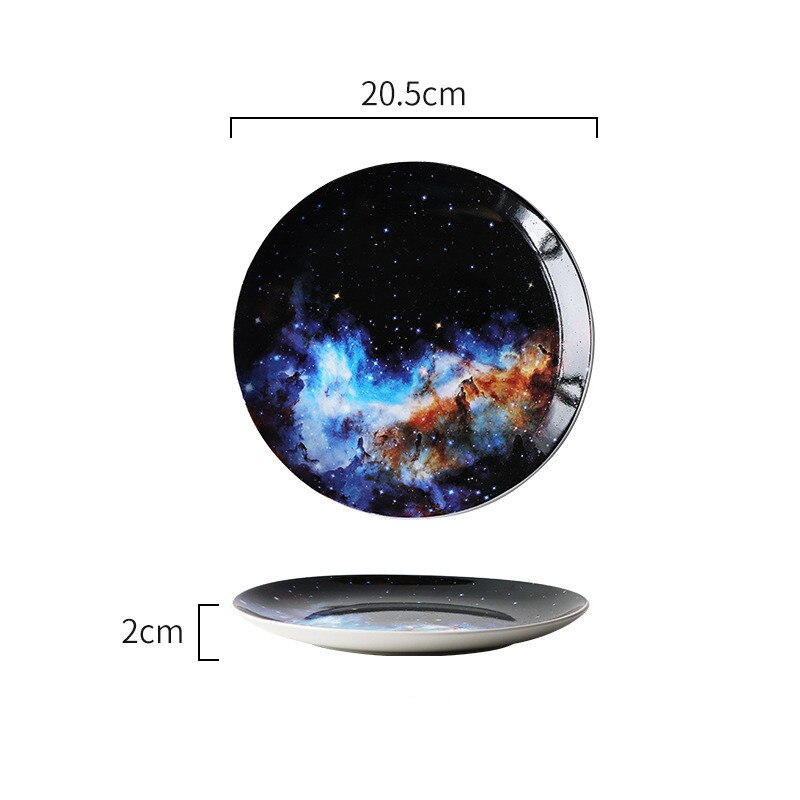 8 Inch Nordic Sterren Ronde Keramische Plaat Porselein Glazuur Diner Plaat Bone China Ontbijt Gebak Dessert Cake Fruit Gerechten Plaat: Glacier