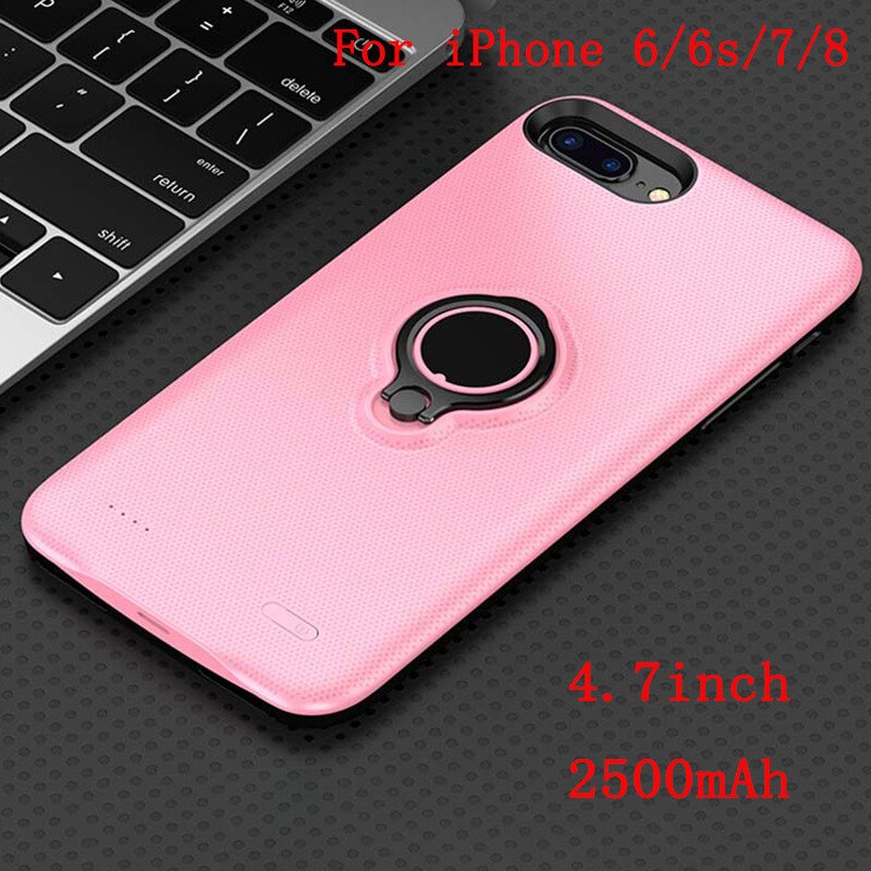 2500mAH 5000mAh Phone Battery Charging Case For iPhone 6 6s 7 8 3700mAh 7200mAh Battery Charger Case For iPhone 6/6S/7/8 Plus: 4.7 2500mah Pink