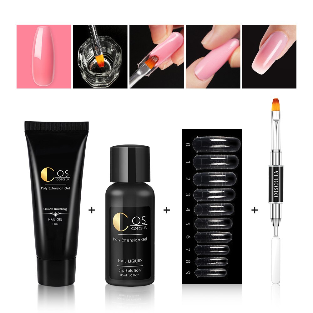Manicure akryl poly negle gel kit sæt kunst dekorationer gel til forlængelse gel negle kit til negle: Sæt 12
