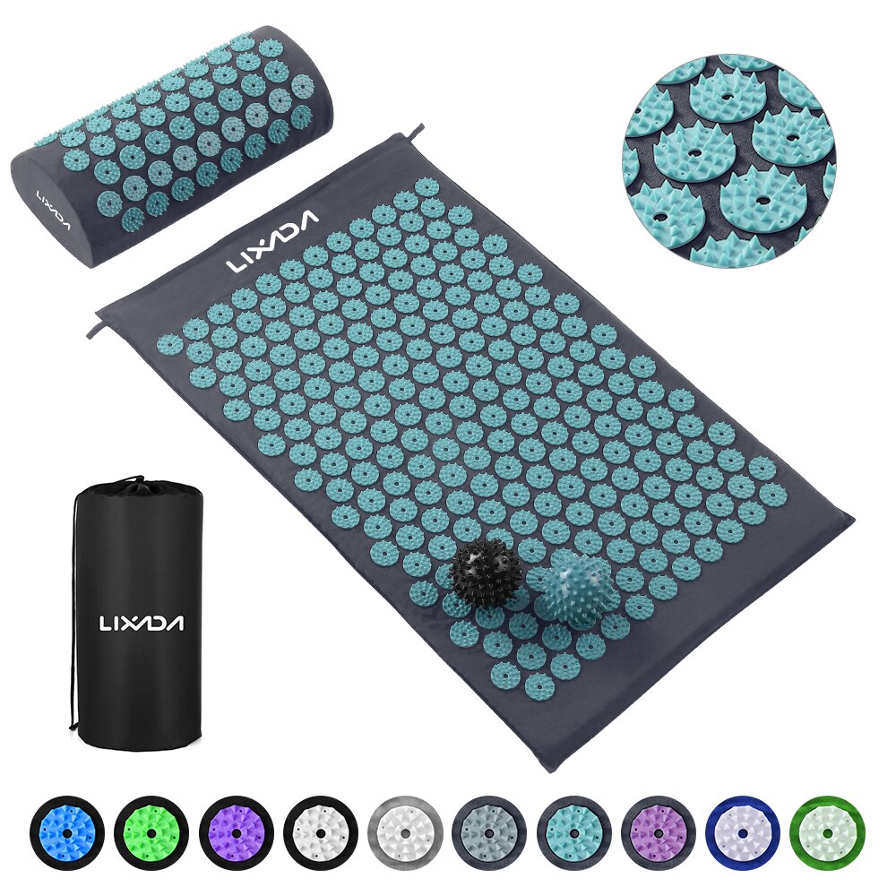 Lixada Acupressure Mat and Pillow Set with 2pcs Spiky Massage Balls for Back/Neck/Feet Pain Relief and Muscle Relaxation: 1
