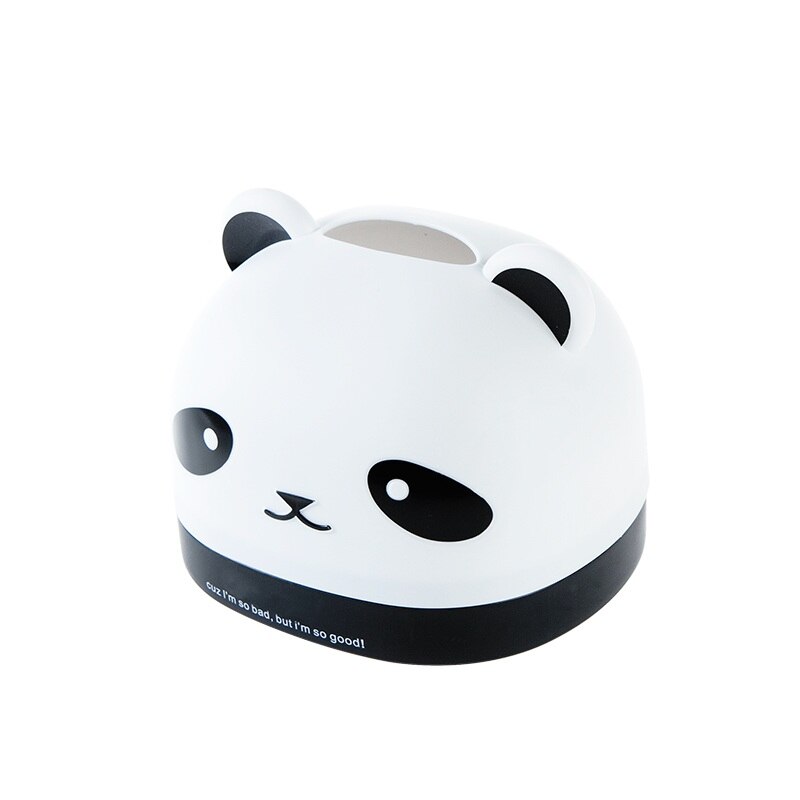 Panda Cartoon Doos, tissue Doos Desktop Papier Buis Huishouden Papieren Handdoek Servet Doos 16.5*14.5*11Cm: Black