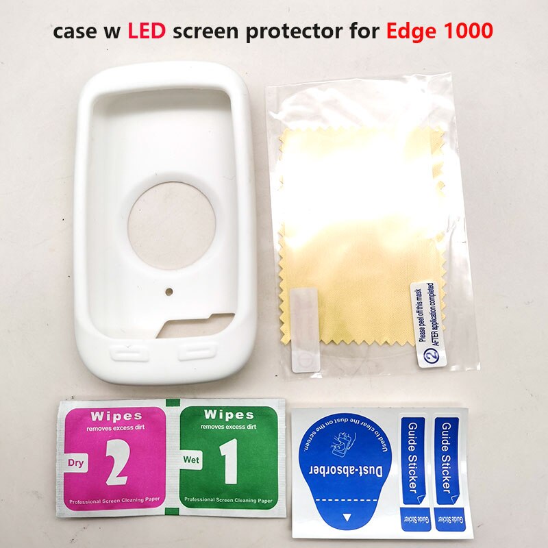 Edge 1000-funda protectora de goma para ordenador de bicicleta, Protector de pantalla para Garmin Edge 1000, GPS: White LED