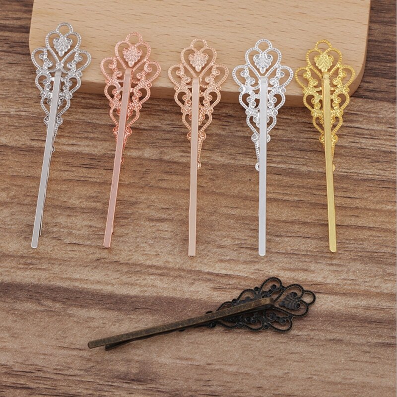10Pcs Brons Vintage Bloem Spacer Alligator Haar Clips Bobby Pins Haarspelden Haarspeldjes Accessoires Voor Vrouwen Meisjes
