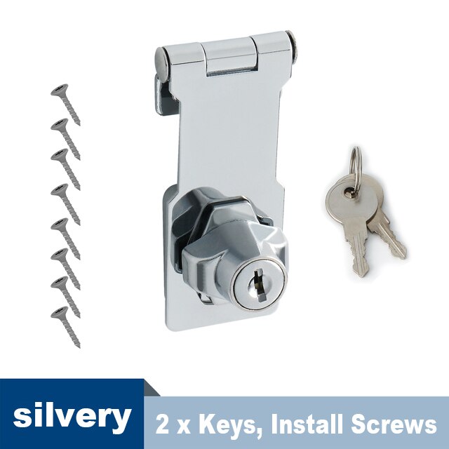 Alise 3/4 tommer lås nøglen hasp selvlåsende sikkerhed hasp hæfteklammer 2 nøgler lås skur skab hængelås dør / skur / gate / van lås: 4 tommer / Sølvfarvet