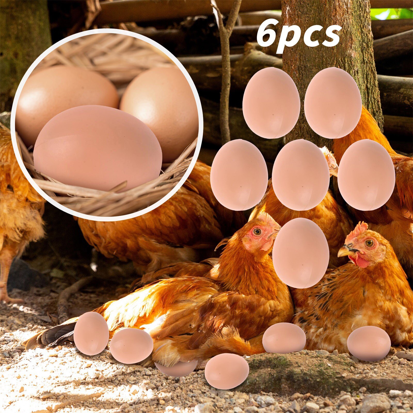 6 PIÈCES Oeuf À Couver Volaille Trappe Reproduction Simulation Faux En Plastique Artificiel Oeufs PEINTURE À LA MAIN Oeuf Plastique Aide Pondre Poule