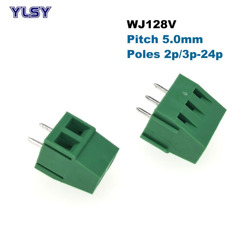 5Pcs Pitch 5.0mm PCB Screw Terminal Block Wire Connector Straight Right Angle Pin 2/3P Morsettiera Cable 1.5/2.5mm2 10-20A: WJ128V / 3P