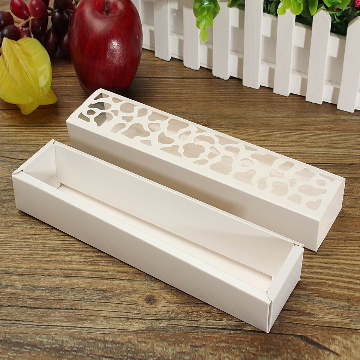 10Pcs/Set Cookies Packing Box White Hollow Cake Macaron Boxes Container Cupcake Storage Holder Wedding Party Events Favor