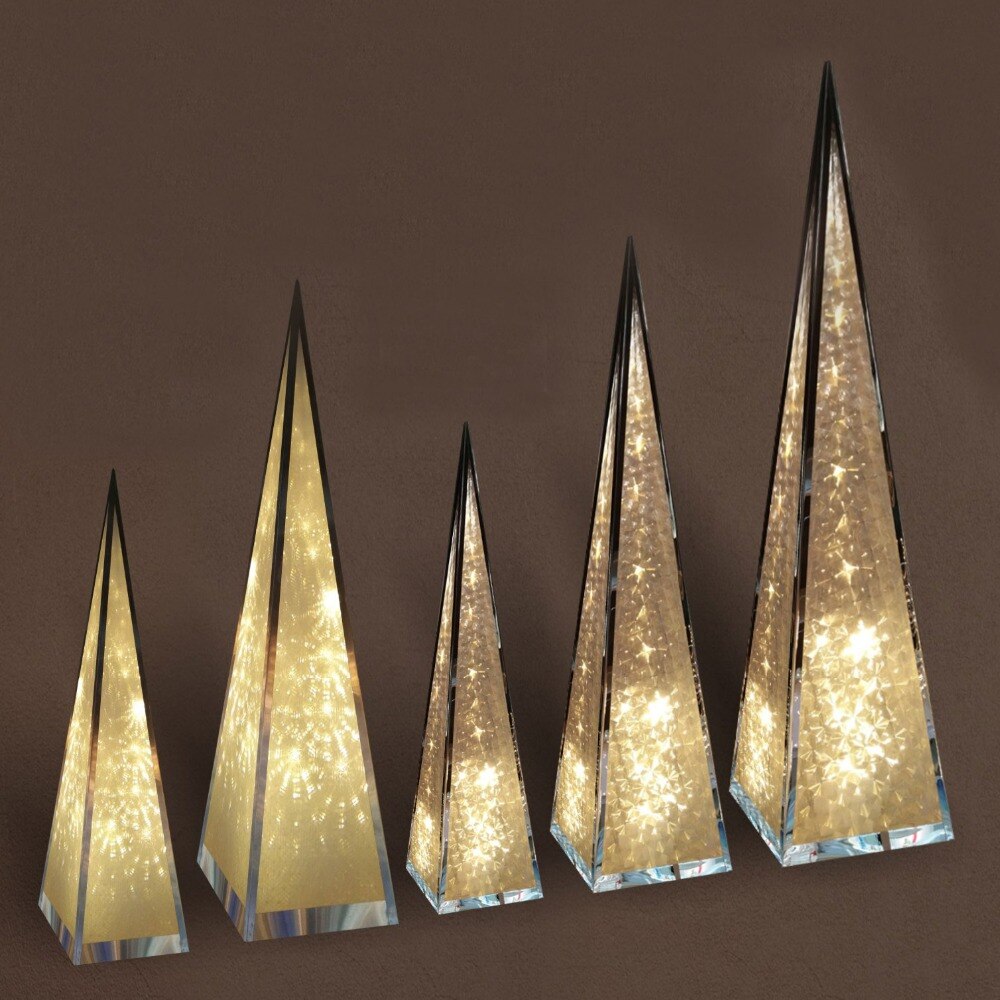 Hohe 45 cm Eisen LED pyramide licht warm weiß 16 leds Dreh Schneeflocke licht Pyramide laterne drinnen