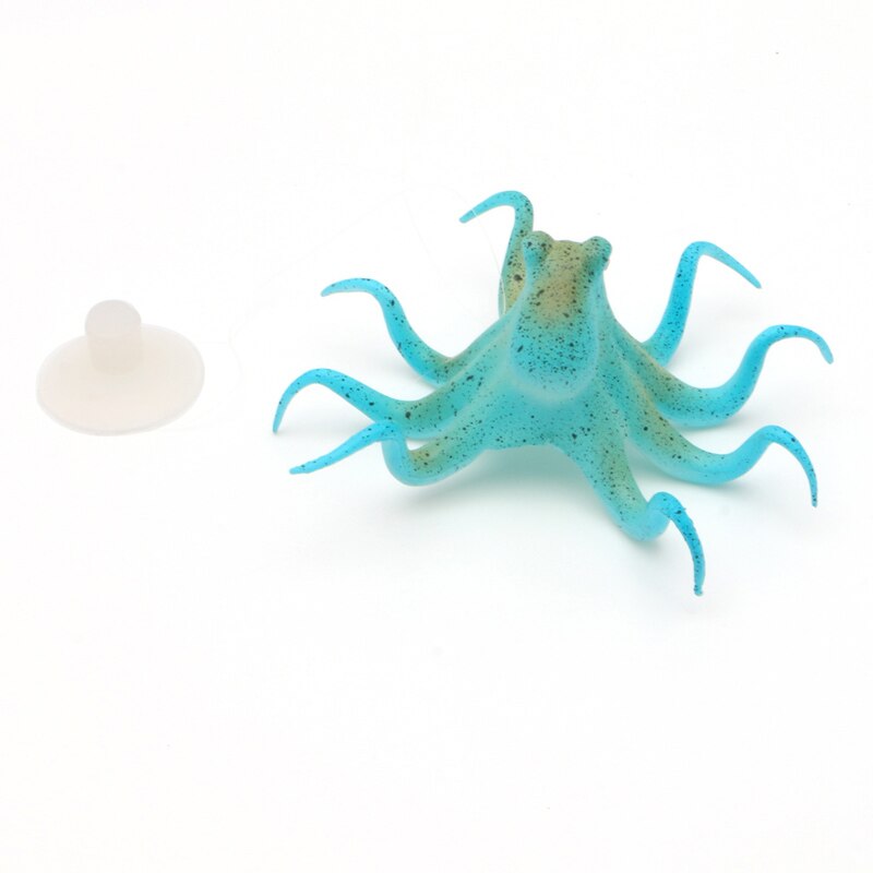 Pulpo Artificial fluorescente acuario con ventosa decoración de pecera: Azul