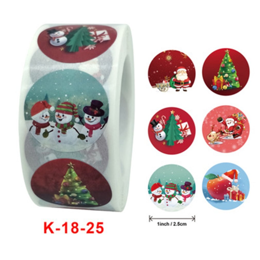 Roll Christmas Sticker Lable With Santa Cartoon Character Envelope Seal Copper Decoration Sticker: k-18-25