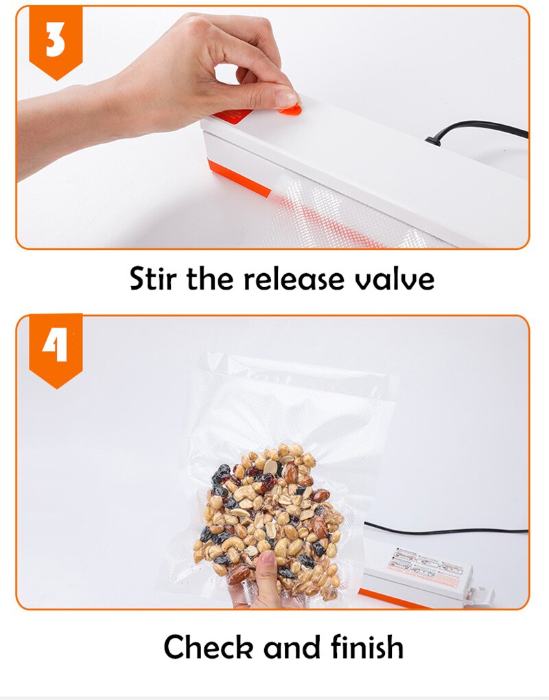 Vacuum Sealer Packaging Machine 220V/110V Electric Household Food Vacuum Sealer Film Sealer Vacuum Packer Including 10Pcs Bags