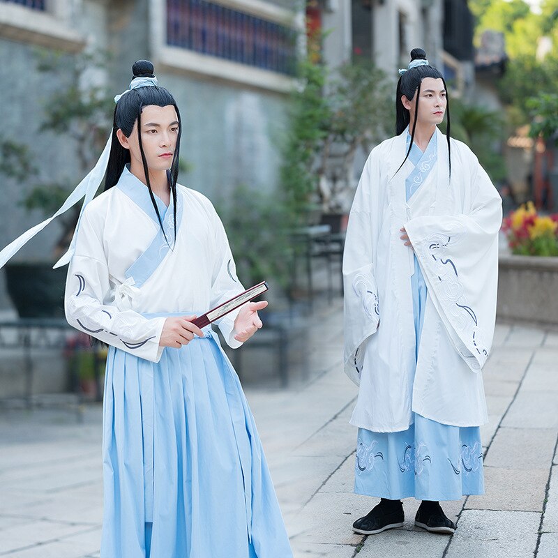 Borduurwerk Dans Kostuums Hanfu Vrouwen Mannen Chinese Festival Outfit Folk Fee Jurk Zangers Rave Prestaties Kleding DC3433