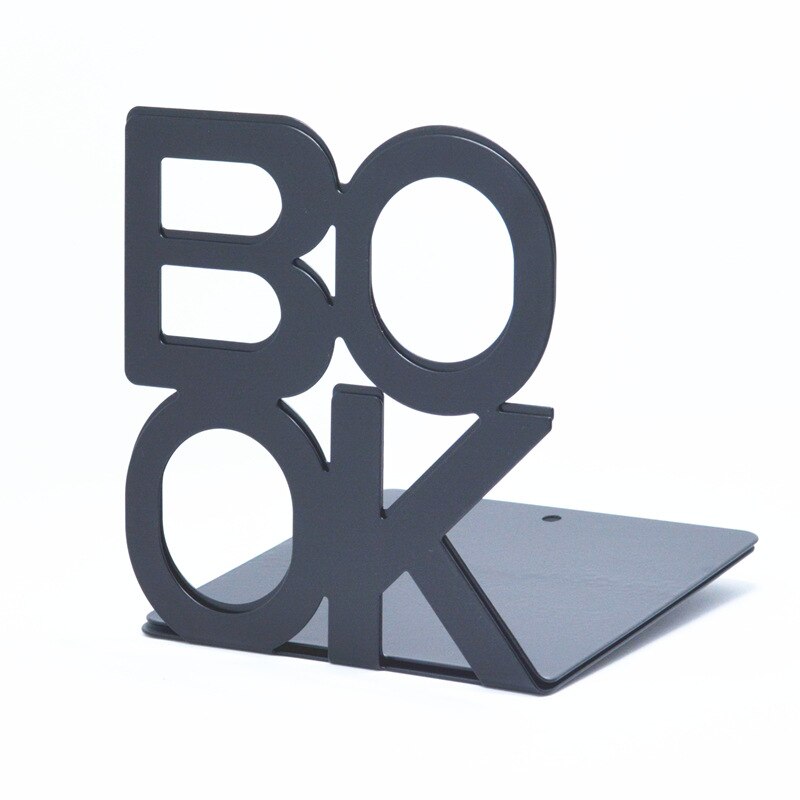 BOOK Alphabet Shaped Metal Book End , Home & Office Bookshelf Bookends as Book Organizer , Desktop Metal Book Stand: Black