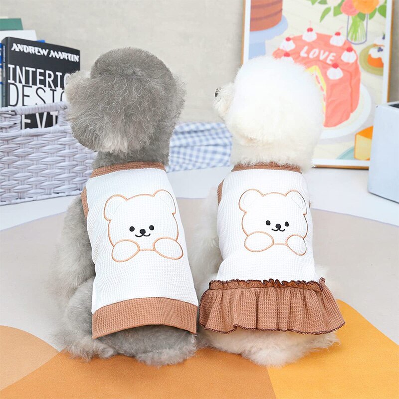 Camisetas sin mangas para perro y gato, vestido de gofre refrescante para cachorro y gatito, chaleco transpirable para primavera y verano, ropa para mascotas