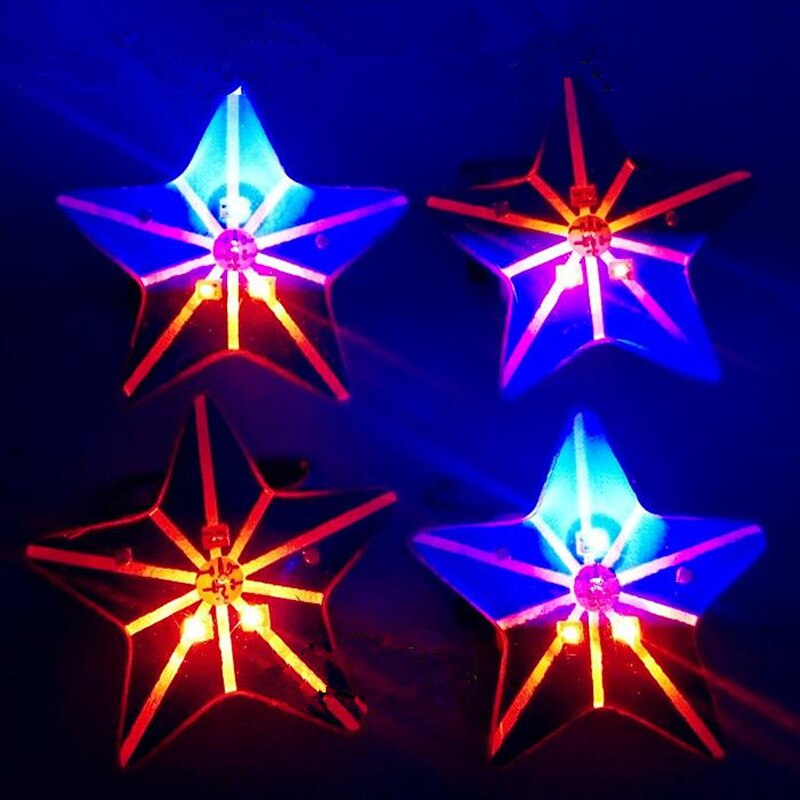 Star LED Flashing Brooch Pin Cartoon Light Up Glowing Badge Kids Adults Toys Glow Party Supplies Halloween Christmas Xmas