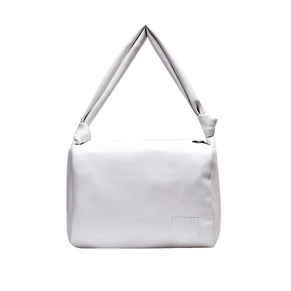 Moda grande capacidade totes sacos de moda feminina bolsa de ombro bolsas bolsa macia pu senhoras bolsas de ombro bolsa feminina: WHITE