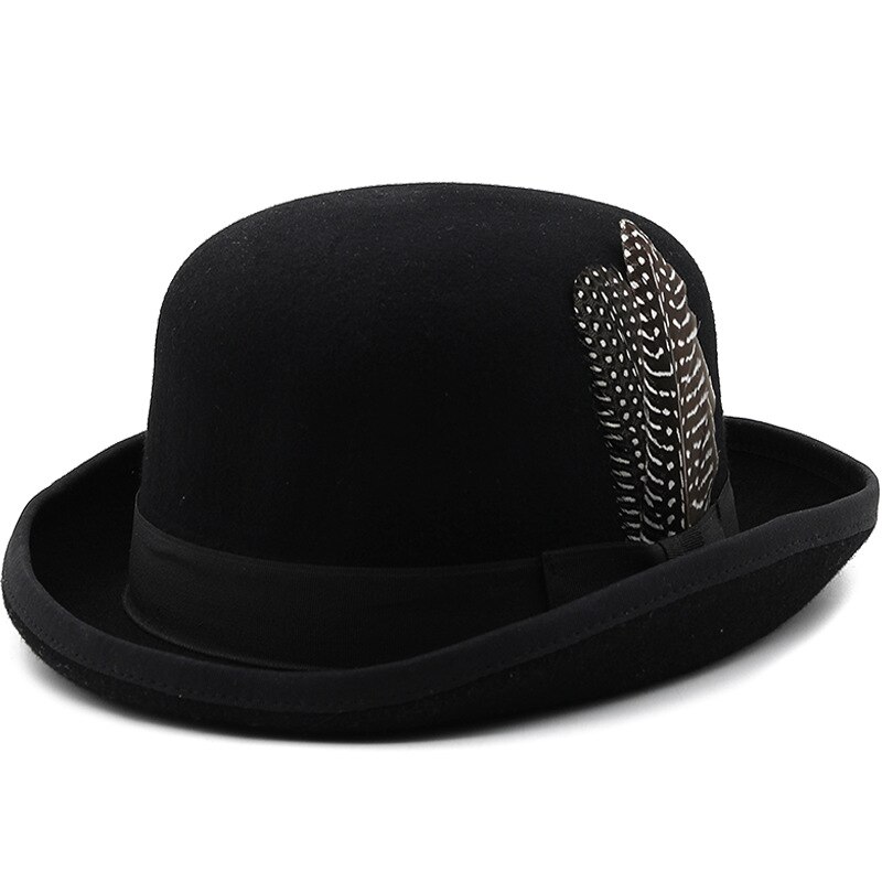 100% Wool Felt Jazz Fedoras Hats Bowler Hat For Men Women Party Formal Derby Hats Classic Church Cap: 04