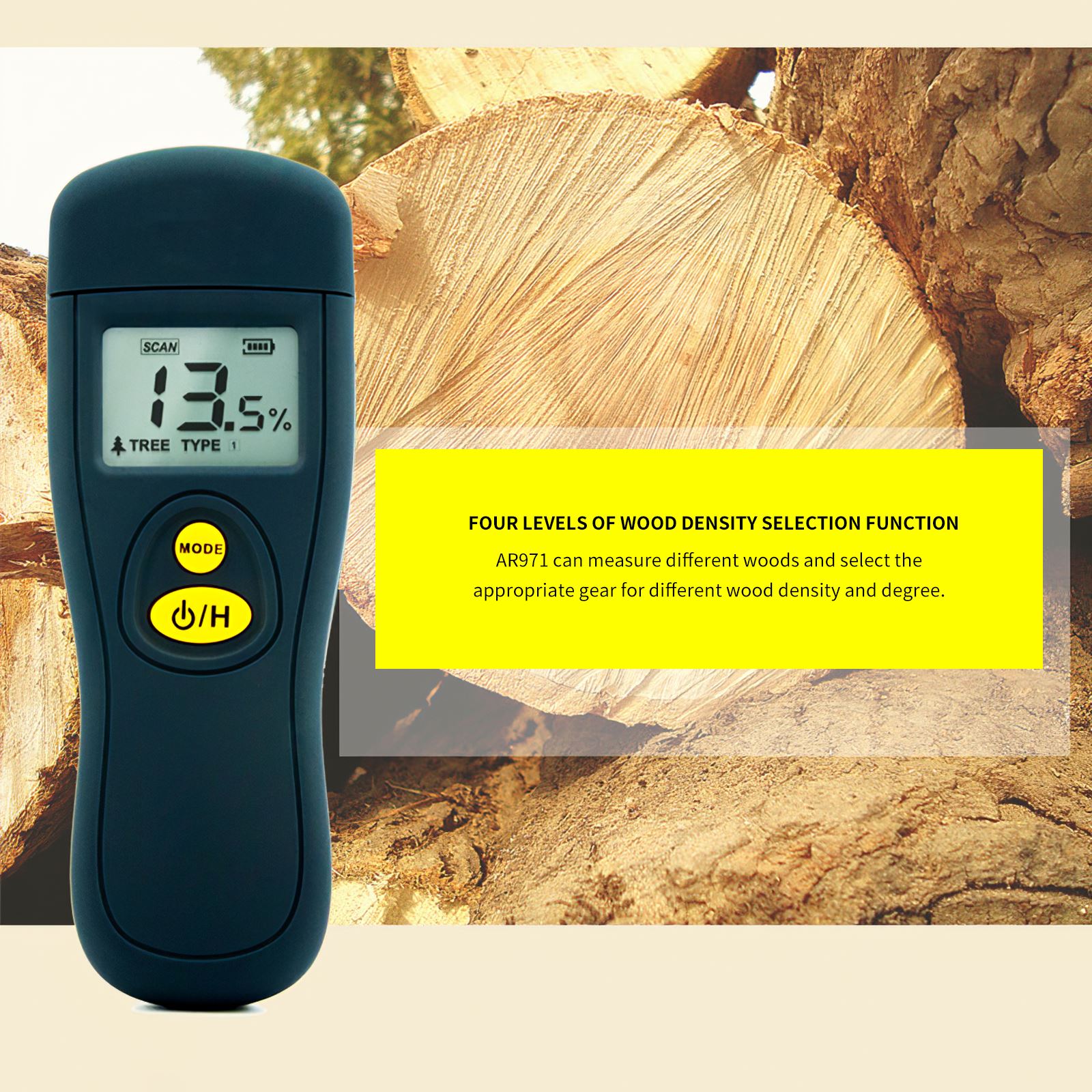 Higrómetro de humedad Digital para madera/cartón, medidor de humedad de madera/cartón, medición rápida y precisa de microondas, pantalla LCD