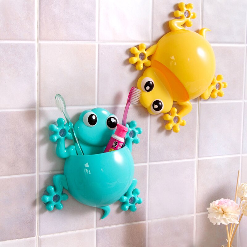Porte-brosse à dents Gecko Animal de dessin animé, support ventouse porte-dentifrice organisateur pour enfants accessoires de salle de bains