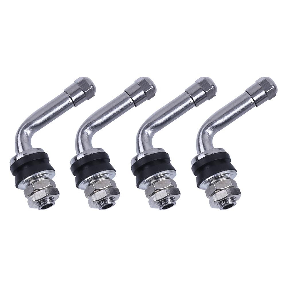 4pcs 90 Degrees Angle Bolt In Tubeless Chrome Plated Metal Tire Valve Stems MGO3