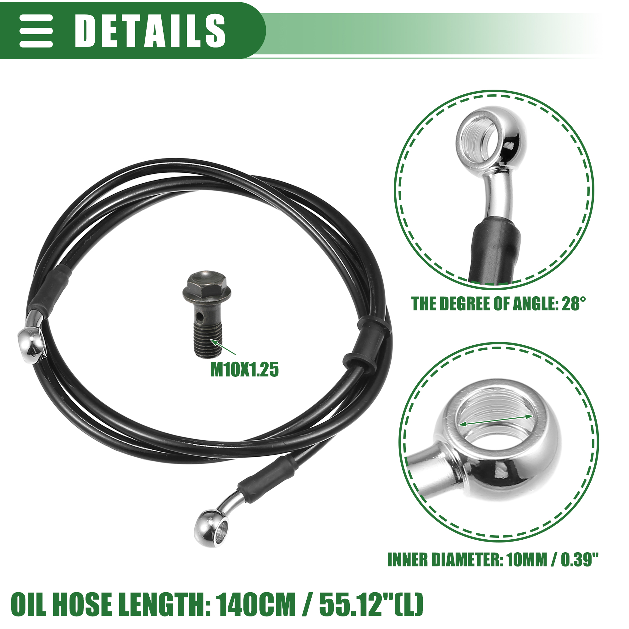 Motoforti-manguera de freno hidráulico trenzada para motocicleta, tubo de aceite negro de 30CM-170CM y 28 grados para Motocross: Azul