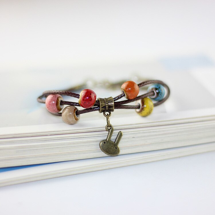 1 pçs nova moda ajustável delicado mão-tecido cerâmica contas pulseira originalidade estilo chinês pulseira adornam artigo: B
