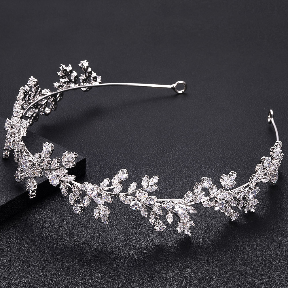 Jankelly Mode Dames Wedding Band Hoofddeksels Met Cube Zirkoon Bruids Haar Accessoires Hoofdtooi Bruids Haar Tiara