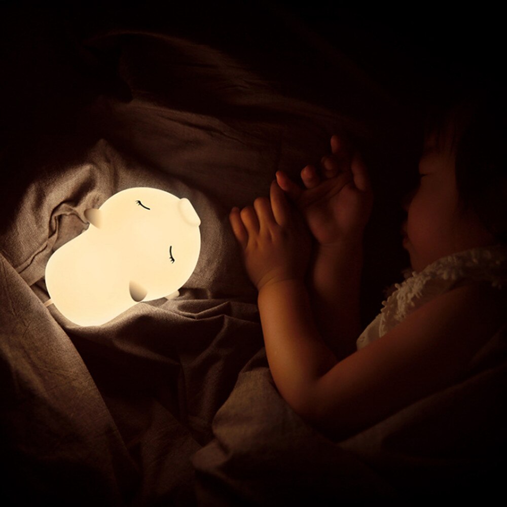 berühren Sensor Bunte Schwein LED Nachtlicht Karikatur Silikon Schreibtisch Tisch Lampe USB Schlafzimmer Nacht Lampe für freundlicher freundlicher Baby