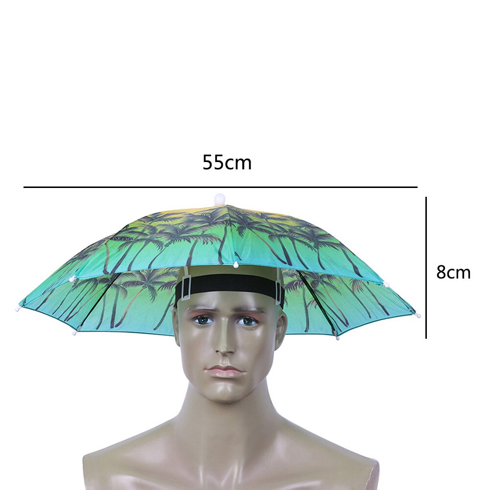12 arten Angeln Regenschirm Hut Kappe Anti-Regen Headwear Freisprecheinrichtung Kopf Regenschirm Anti-Sonne Hut Erwachsene Liefert Cappello impermeabile: C  55cm