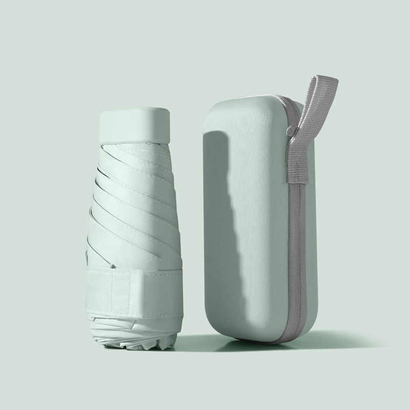 Xiaomi mini Ombrello Tascabile Compatto per Donna Leggero 5 Pieghevole Protezione Solare suola e Pioggia Piccola Borsa per Carte Ombrelli Paraguas: Luce Verde