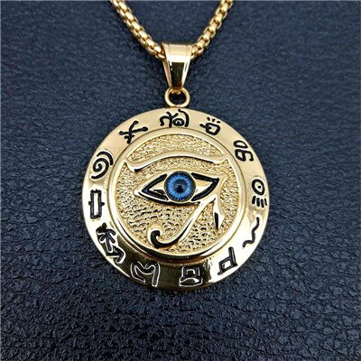 Oude Egypte Het Oog Van Horus Hanger Kettingen Voor Vrouwen En Mannen Gouden Kleur Rvs Ronde Sieraden: 55CM / Silver Plated