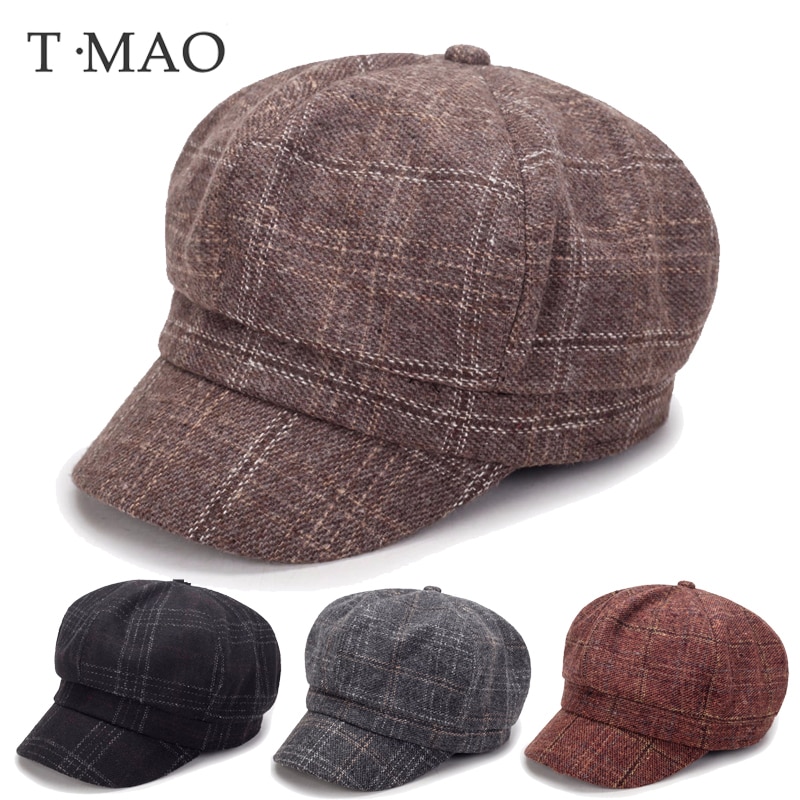 T-mao kvinder pige baret uld vinter hue hue herre kasketter vintage almindelig baret hatte ensfarvet dame vinter kasketter