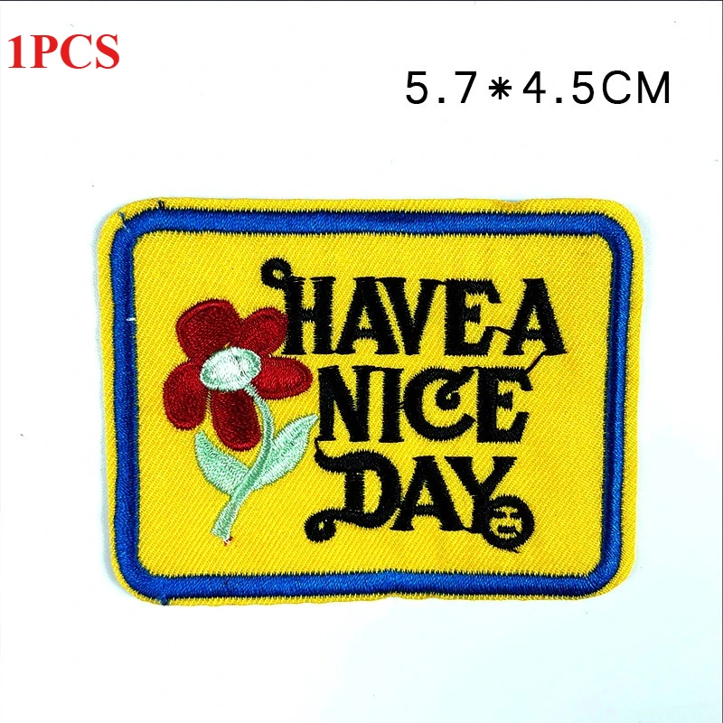 Blumen-Stoff-Aufkleber „verfügen über A nett Day“, Sonnenblume, selbstklebende Stickerei, Abzeichen, Kleidungszubehör, Stelle: Antikes Kupfer