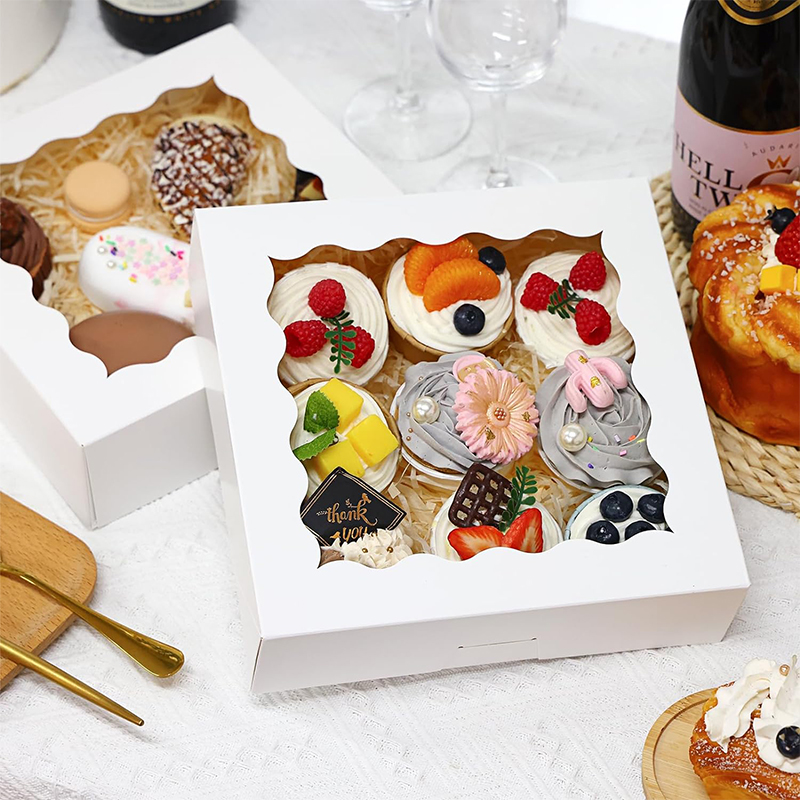 30 Stück 2 Aufkleber 10*10*2,5 in Torten schachteln mit Fenster zurück kästen Gebäck boxen für Kuchen, Gebäck Pralinen Cupcakes