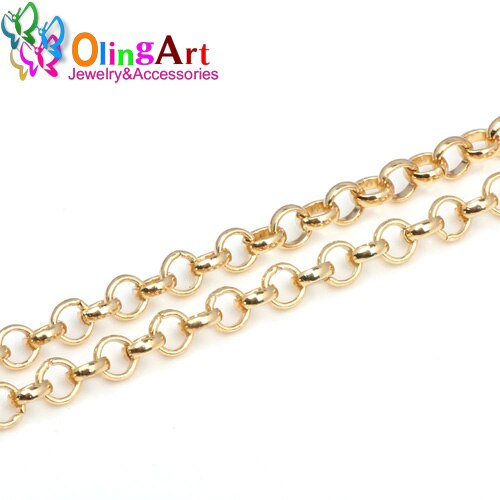 Olingart 4mm/6mm 2 m/lote "o" colar que faz jóias palavra "o" link colares correntes diy colares de corrente agradável: KC Gold 2M / 6MM