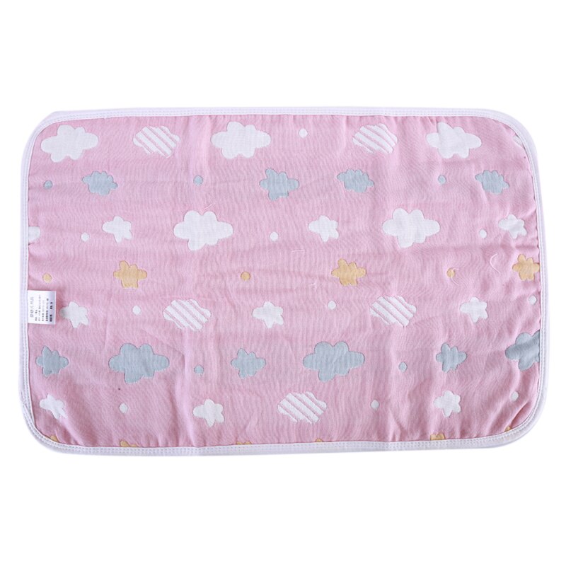Trykt baby pudehåndklæde bomuld fem-lags gaze børnehåndklæde bomuld pudehåndklæde svedabsorberende åndbar: Lyserød sky