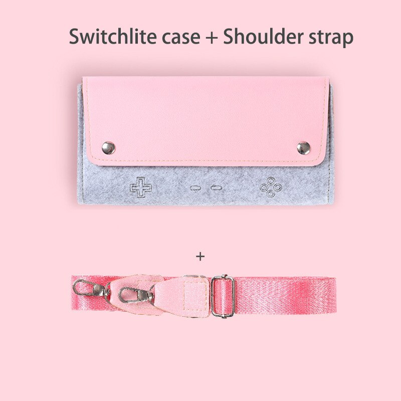 Estuche de viaje para Nintendo Switch, estuche rígido de PU con correa para el hombro, bolsas de almacenamiento portátiles para accesorios de juego Nintendo Switch Lite: Pink for switchlite