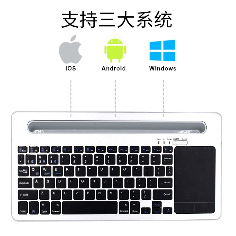 Mobile Phone Wireless Bluetooth Keyboard Holder Stand Portable TouchPad for iPhone iPad mini Android Phone Tablet PC Smartphone