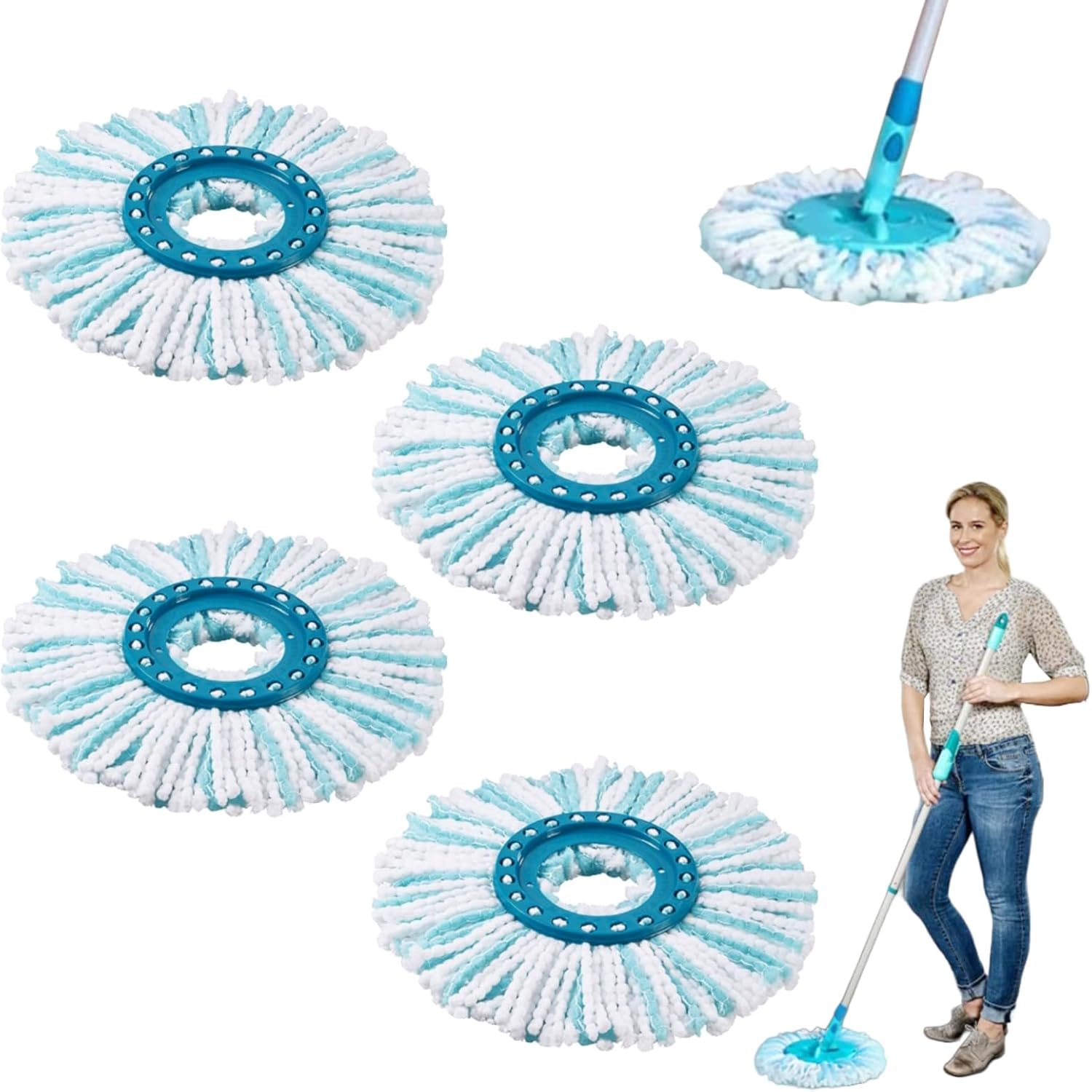 Mop Head for Leifheit Clean Twist Disc Mop, Replacement Mop Head Clean Twist Disc Mop, Effective Cleaning and High Dirt: light green