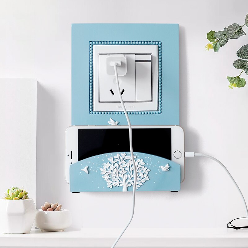 Harpiks vægdekor stikkontakt klistermærke mobiltelefon ladeholder wallsticker switch vægramme lyskontakt cover