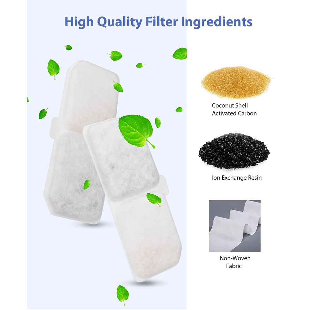 Filtre de fontaine à eau pour chat, remplacement avec charbon actif de noix de coco, pour chien de compagnie, distributeur d&#39;eau, 6 pièces/12 pièces