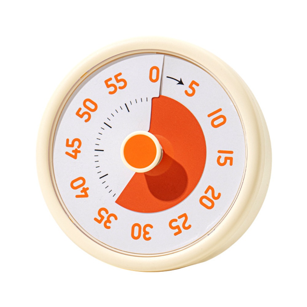 Portable 60 Minutes Silent Visual Timer Round Mute Study Time Manager Durable Plastic Countdown Timer Student: black