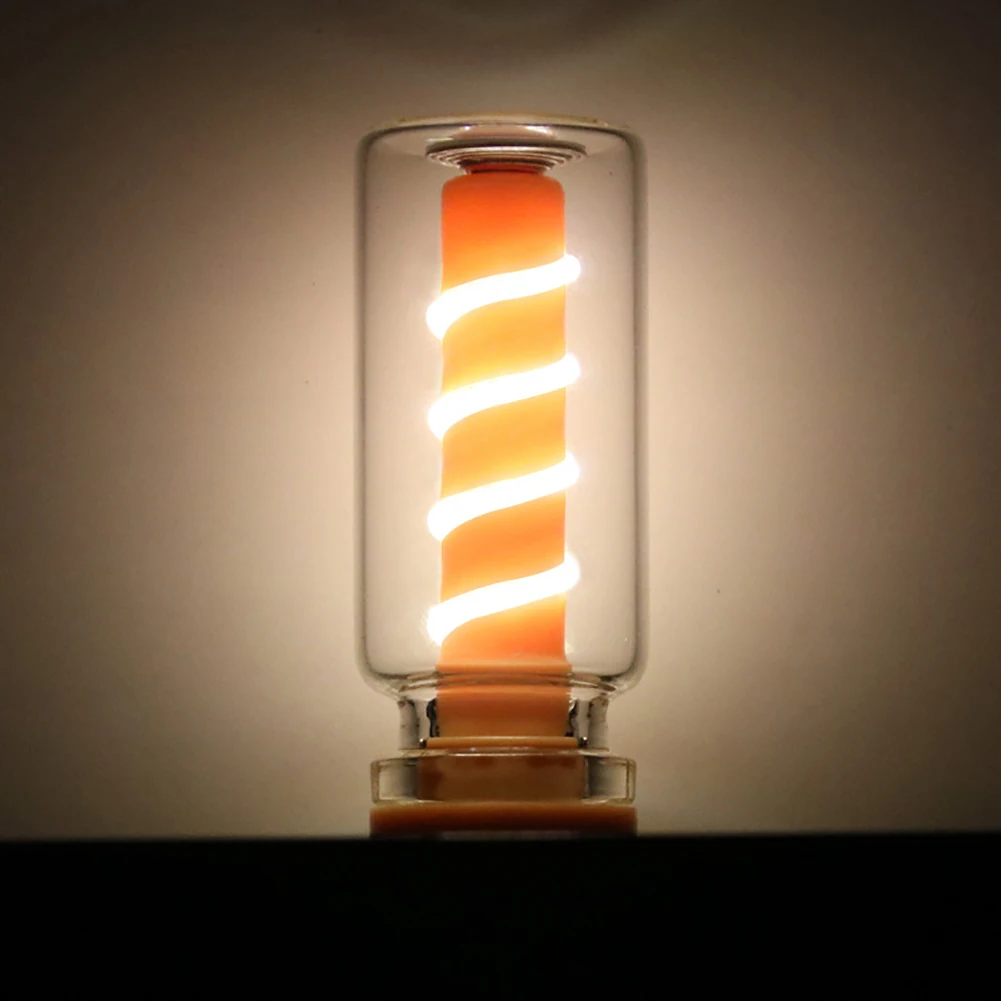 Bombilla LED USB con filamento en espiral para coche, bombillas LED Retro de 5V con atenuación táctil, luz nocturna de 1W, iluminación LED decorativa incandescente para acampar: 4300 K blanco amarillo